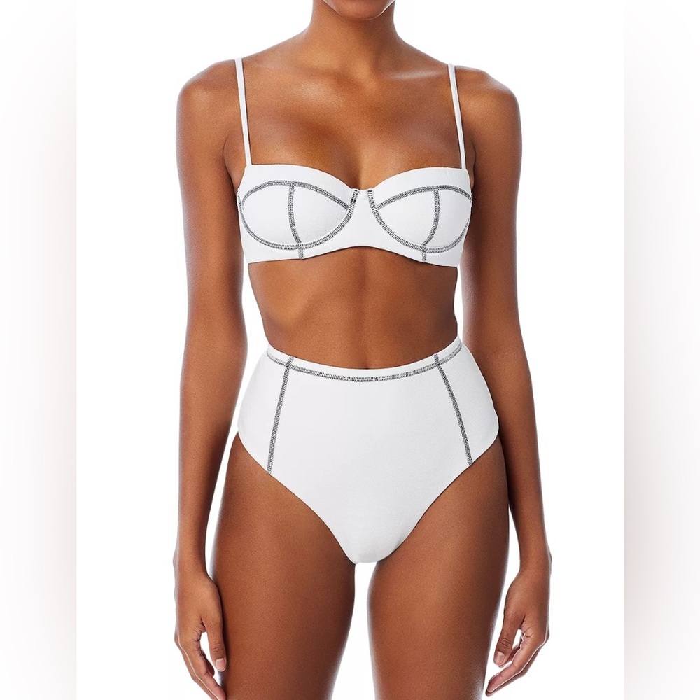 Onia Flora Textured (crinkle/seersucker) High-Rise Bikini Set White Size XS NWT